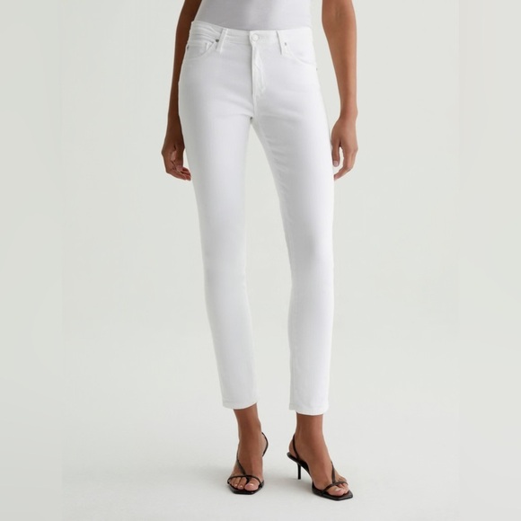 Ag Adriano Goldschmied Denim - AG Prima Ankle Cigarette Slim Straight Leg Jeans White Denim Casual Women’s 27
